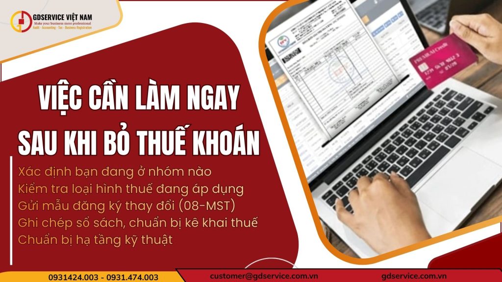việc cần làm ngay 
sau khi bỏ thuế khoán