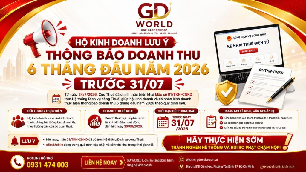 Thông báo doanh thu 6 tháng đầu năm 2026 dành cho hộ kinh doanh và cá nhân kinh doanh