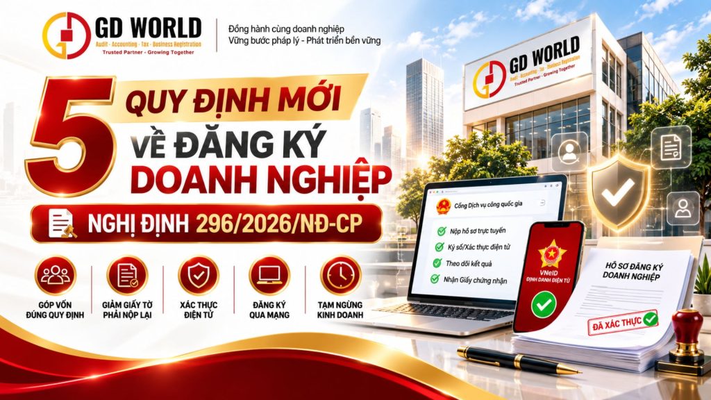 5 quy định mới về đăng ký thành lập doanh nghiệp theo Nghị định 296/2026/NĐ-CP