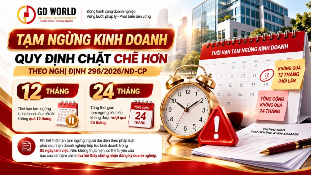 Quy định tạm ngừng kinh doanh theo Nghị định 296/2026/NĐ-CP