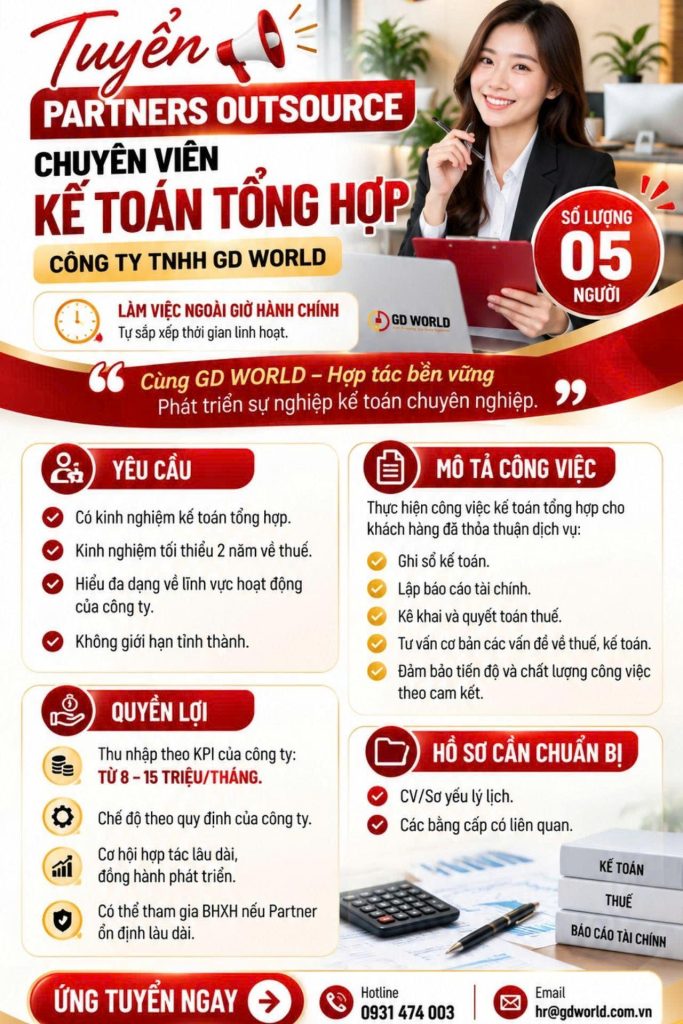 Tuyển dụng partner kế toán tổng hợp