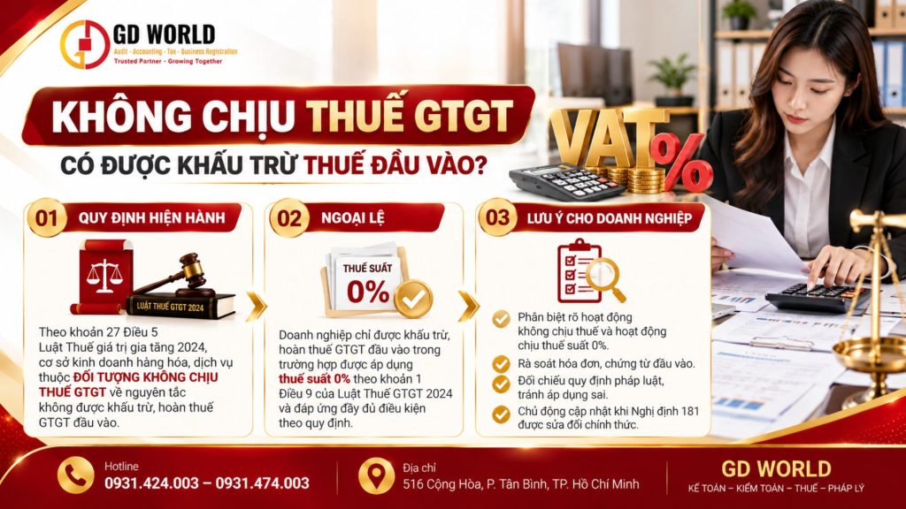 Quy định khấu trừ thuế GTGT đầu vào đối với hàng hóa dịch vụ không chịu thuế